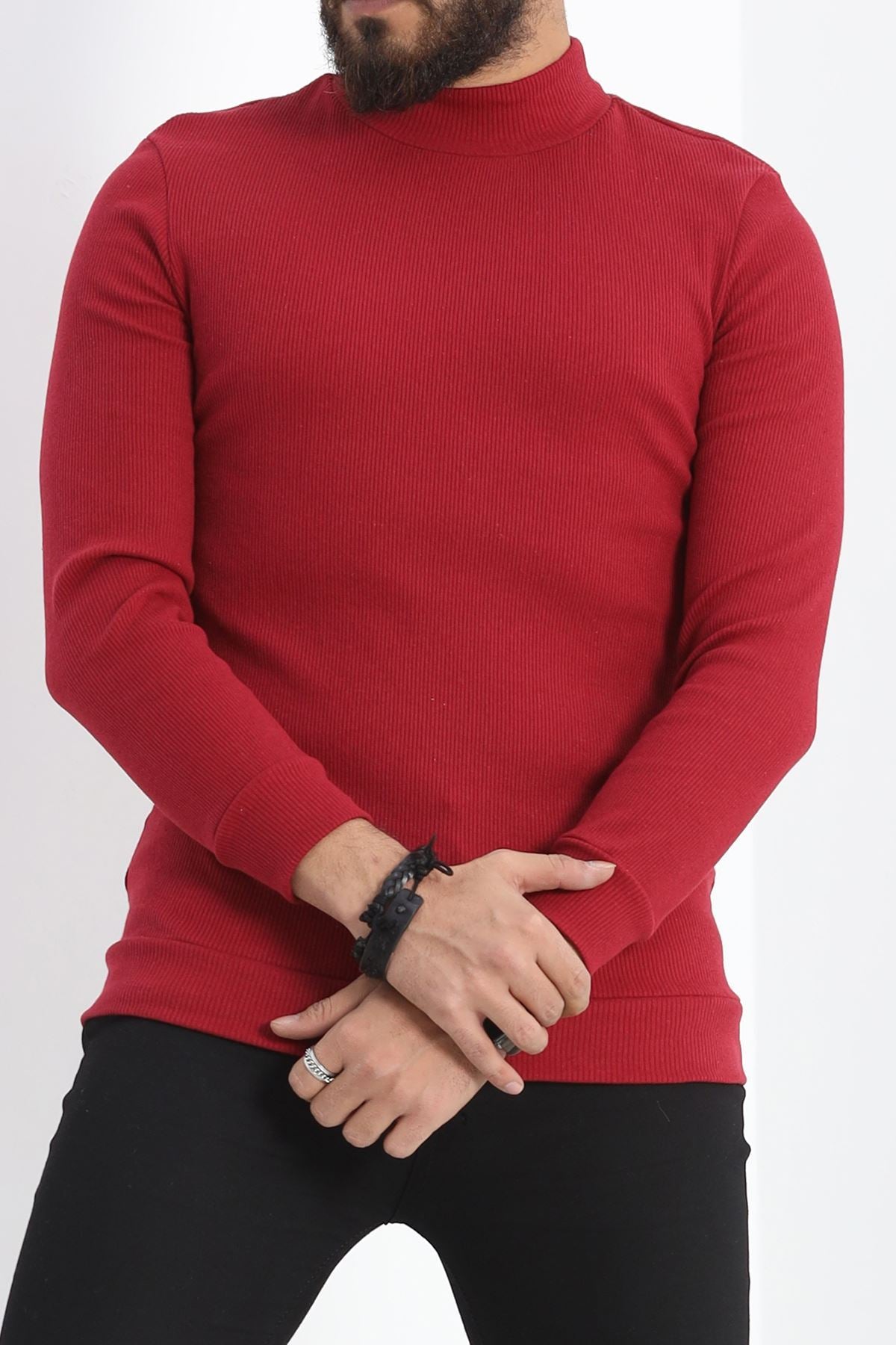 Yarım Balıkçı Kaşkorse Erkek Sweat Bordo