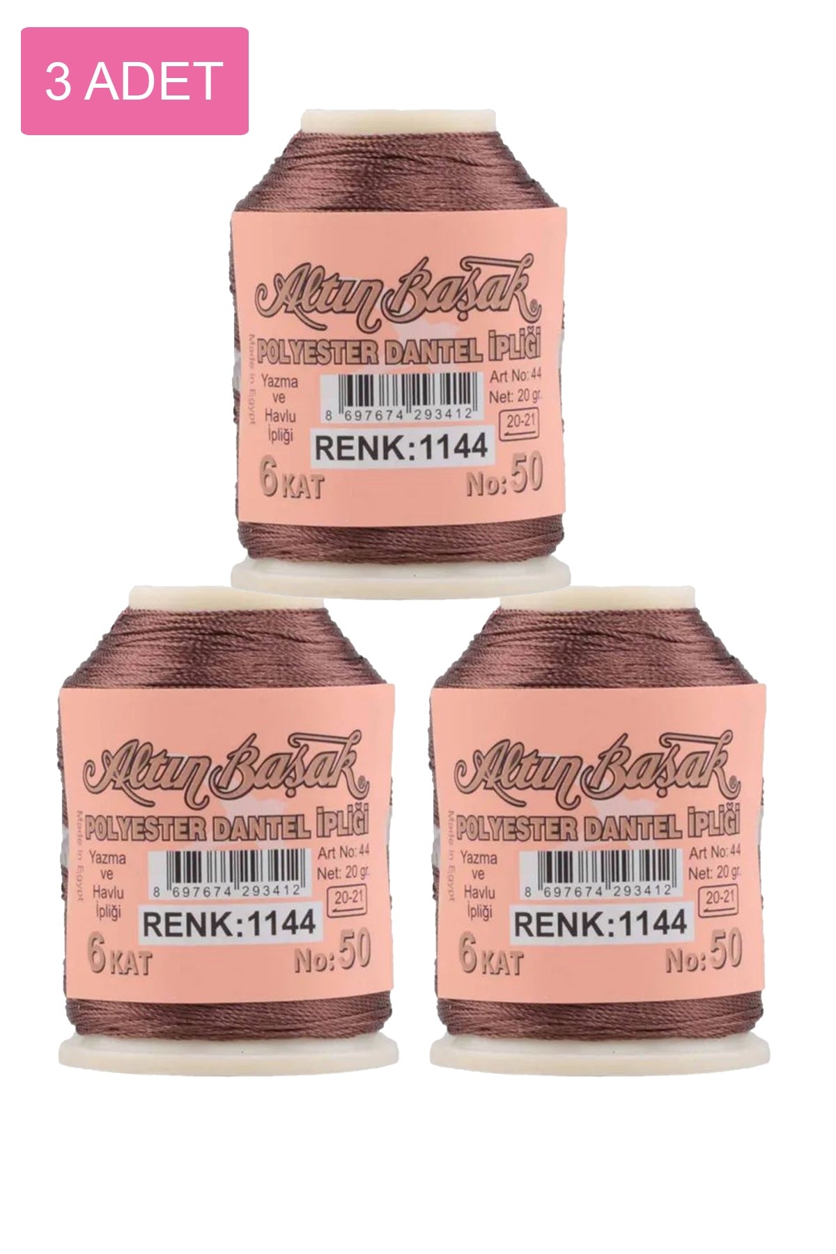 3 Adet Altınbaşak Oya ve Dantel İpi 20 gr - Turk - No: 1144