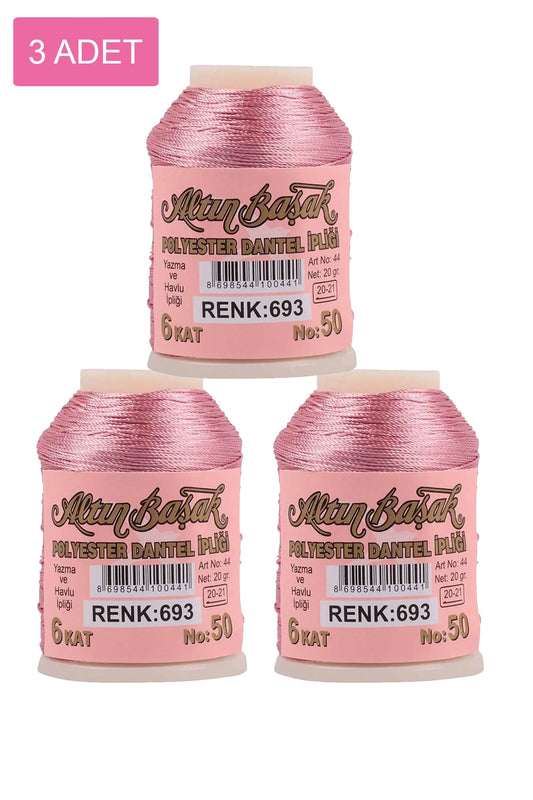 3 Adet Altınbaşak Oya ve Dantel İpi 20 gr - Turk - No: 693