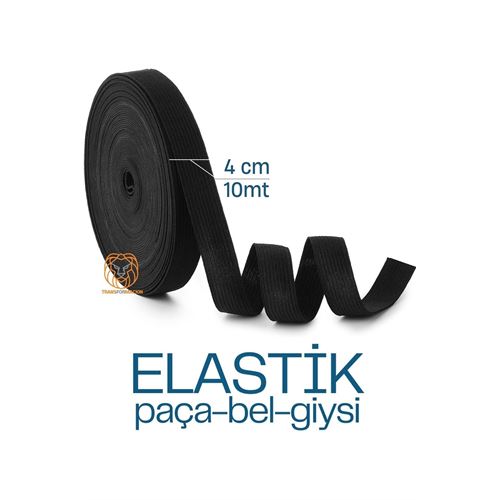 Yassı Bel Paça Giysi Lastiği 10 Metre 4 cm SİYAH