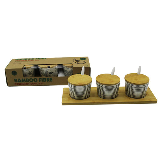 3 PCS BAMBU KAPAK - ALTLIK FİBER - MELAMİN BAHARATLIK TAKIM (4767)