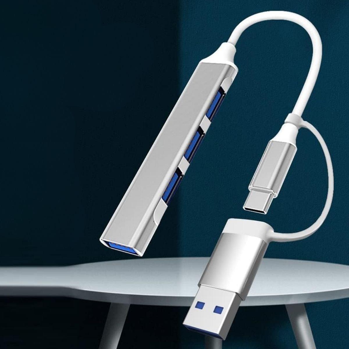 4 Port&apos;lu Bağlantı İstasyonu Ultra İnce USB Bölücü TYPE-C tipi Çoklu Arayüz Adaptörü Multi Usb Çoklayıcı (4767)