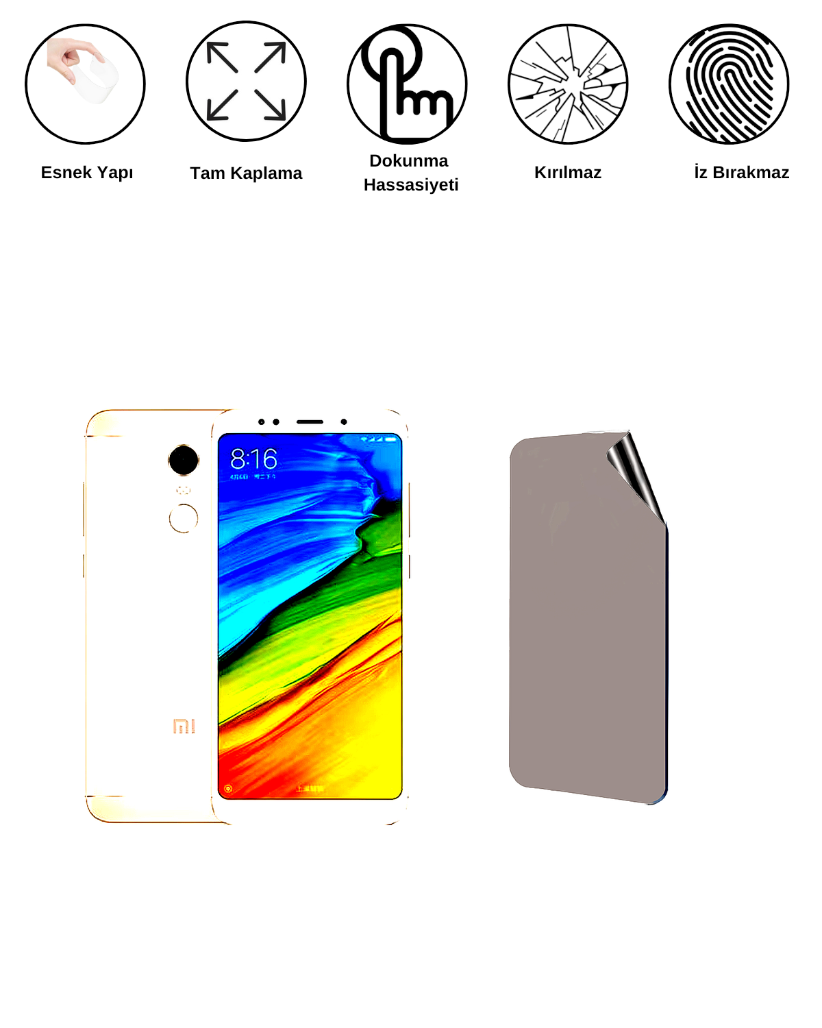 Xiaomi Redmi 5 Plus Uyumlu Matte Esnek Ekran Kırılmaz Cam Ekran Koruyucu Film 8684609323702