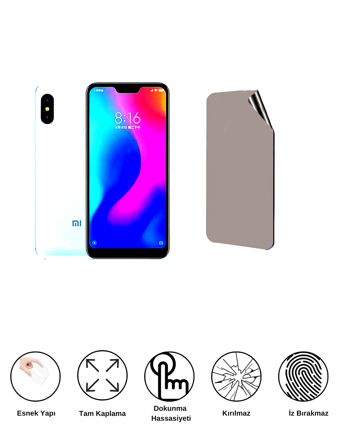 Xiaomi Redmi 6 Pro 2020 Uyumlu Hayalet Ekran Kırılmaz Cam Ekran Koruyucu Film 8684609382891