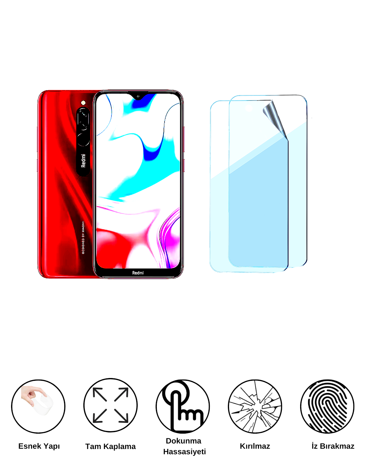 Xiaomi Redmi 8 Uyumlu Uv Nano Esnek Kırılmaz Cam Ekran Koruyucu Film 8684609263145