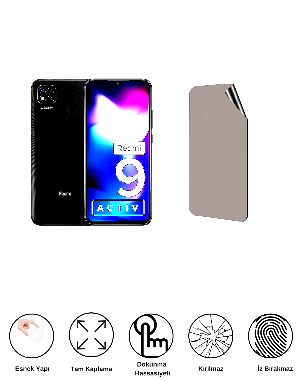 Xiaomi Redmi 9 Activ Uyumlu Matte Esnek Ekran Kırılmaz Cam Ekran Koruyucu Film 8684609323962