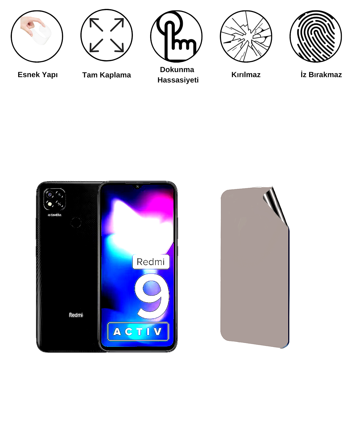 Xiaomi Redmi 9 Activ Uyumlu Matte Esnek Ekran Kırılmaz Cam Ekran Koruyucu Film 8684609323962