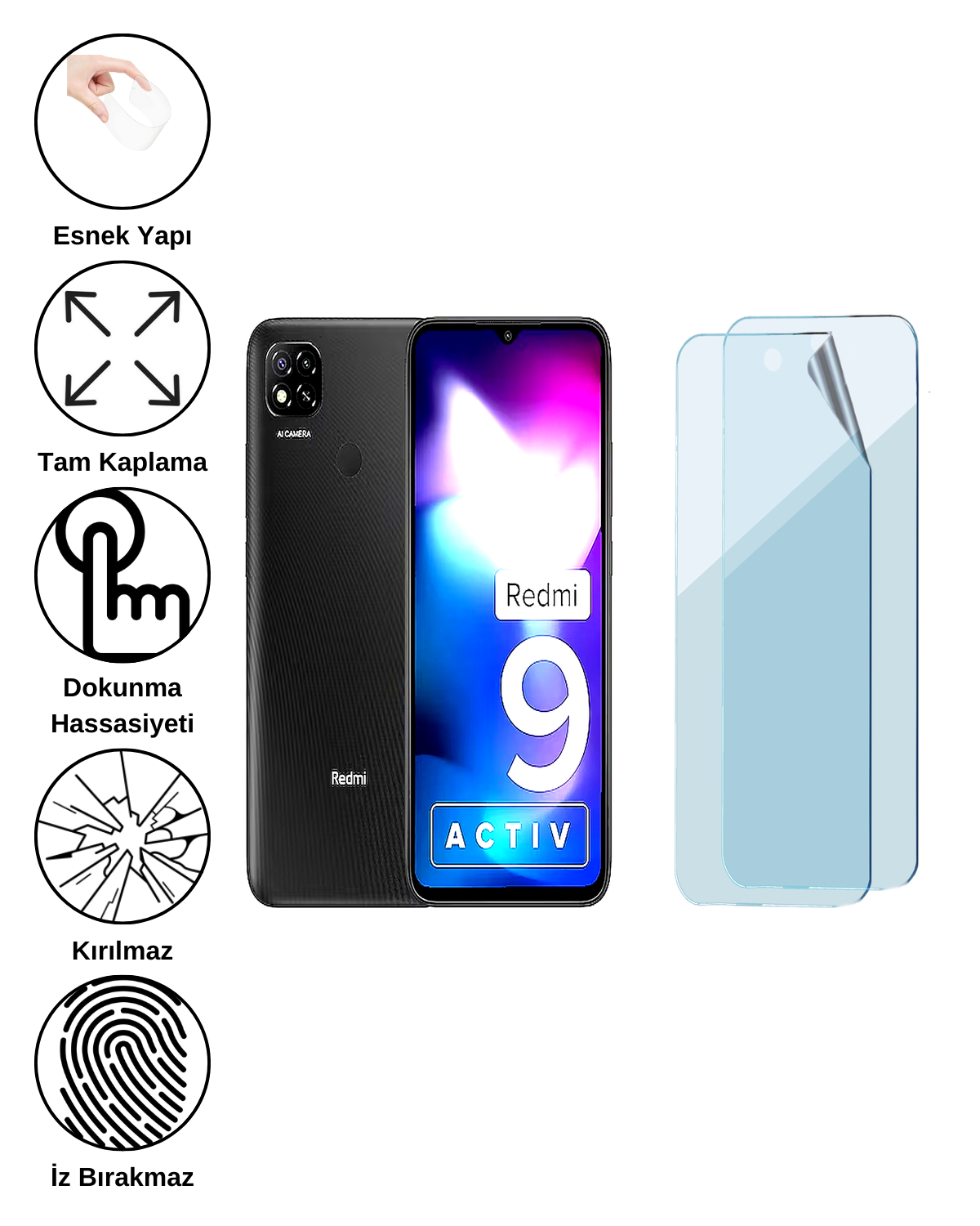 Xiaomi Redmi 9 Activ Uyumlu Uv Nano Esnek Kırılmaz Cam Ekran Koruyucu Film 8684609264067