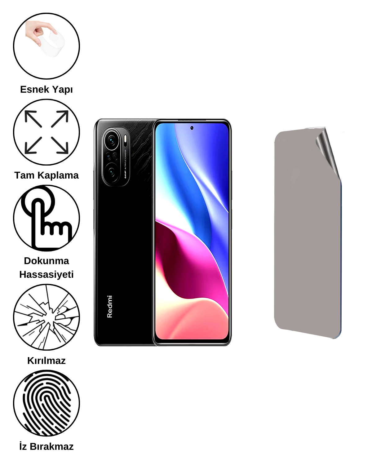 Xiaomi Redmi K40 Pro Uyumlu Hayalet Ekran Kırılmaz Cam Ekran Koruyucu Film 8684609383249