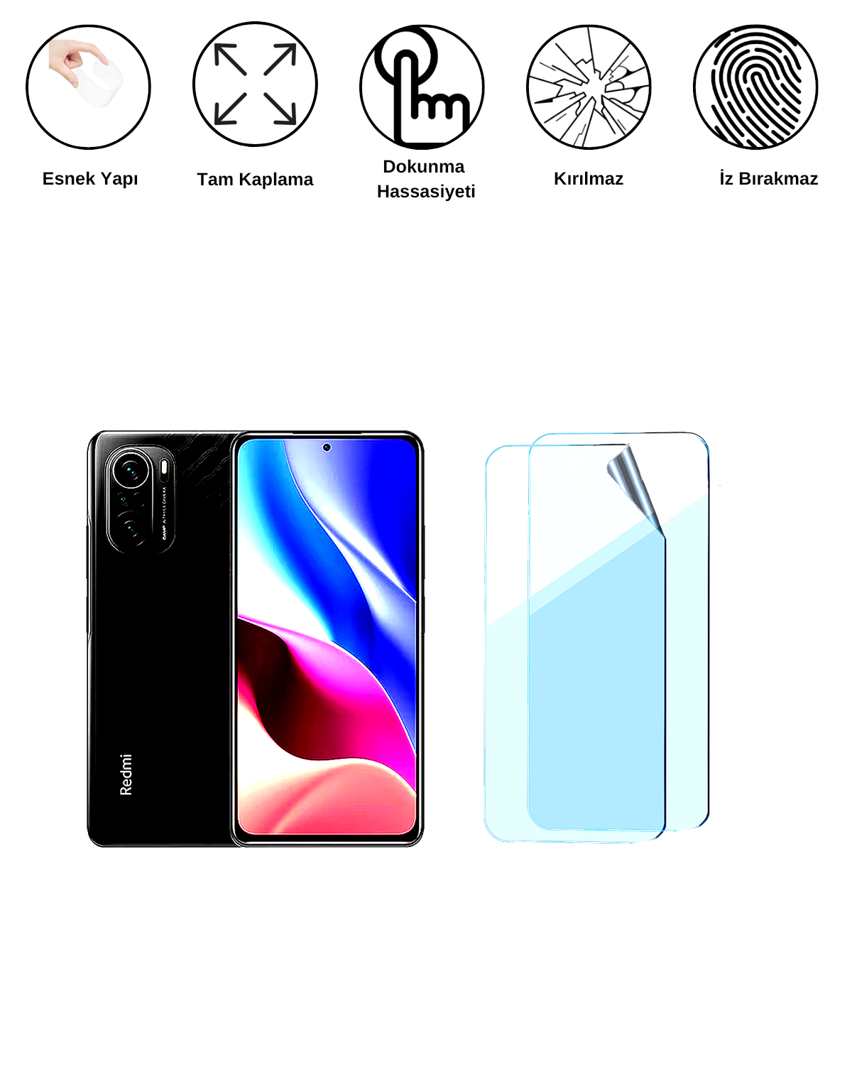 Xiaomi Redmi K40 Pro Uyumlu Uv Nano Esnek Kırılmaz Cam Ekran Koruyucu Film 8684609263442