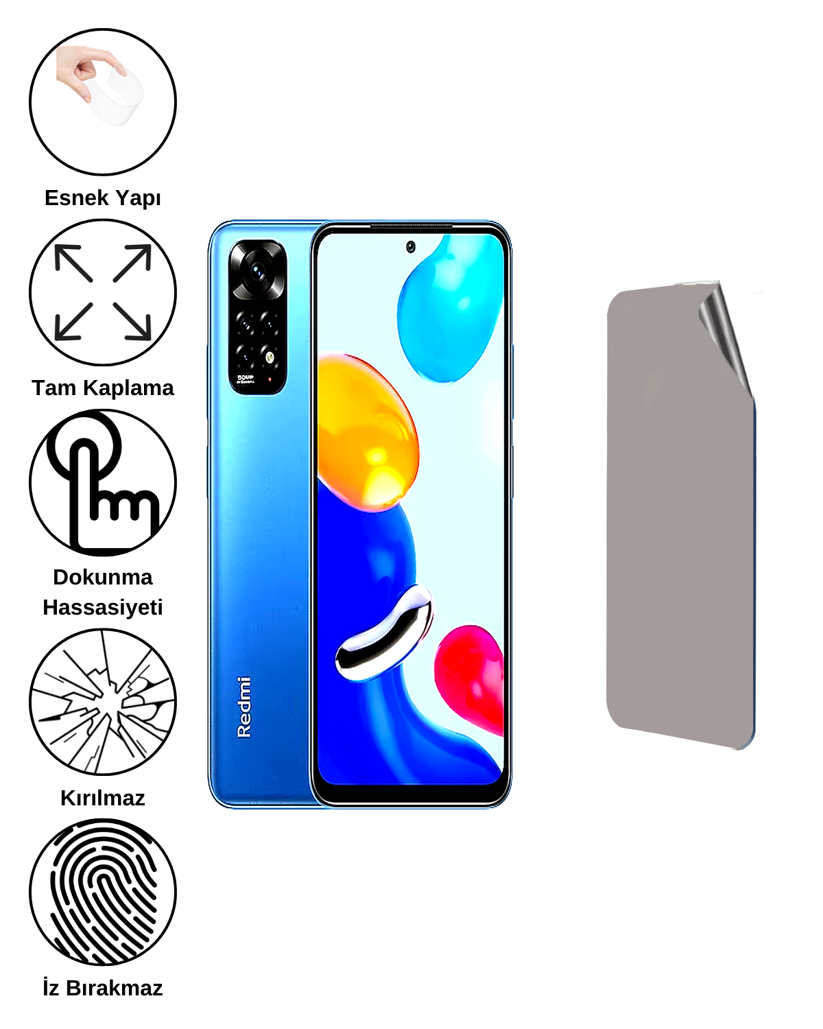 Xiaomi Redmi Note 11 Uyumlu Hayalet Ekran Kırılmaz Cam Ekran Koruyucu Film 8684609383966