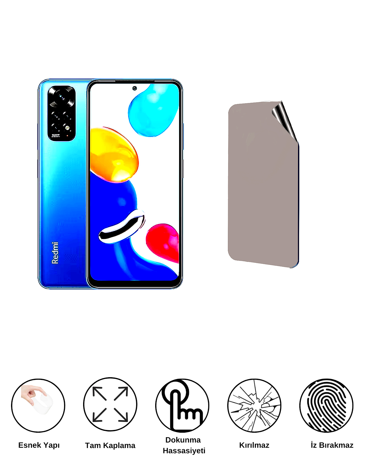 Xiaomi Redmi Note 11 Uyumlu Hayalet Ekran Kırılmaz Cam Ekran Koruyucu Film 8684609383966