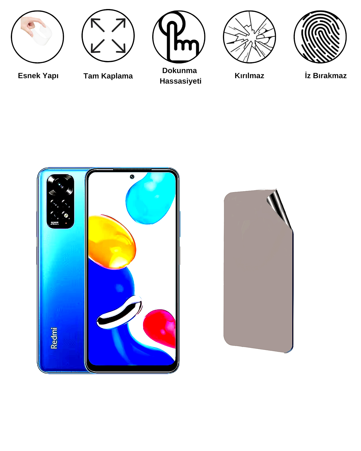 Xiaomi Redmi Note 11 Uyumlu Matte Esnek Ekran Kırılmaz Cam Ekran Koruyucu Film 8684609324068