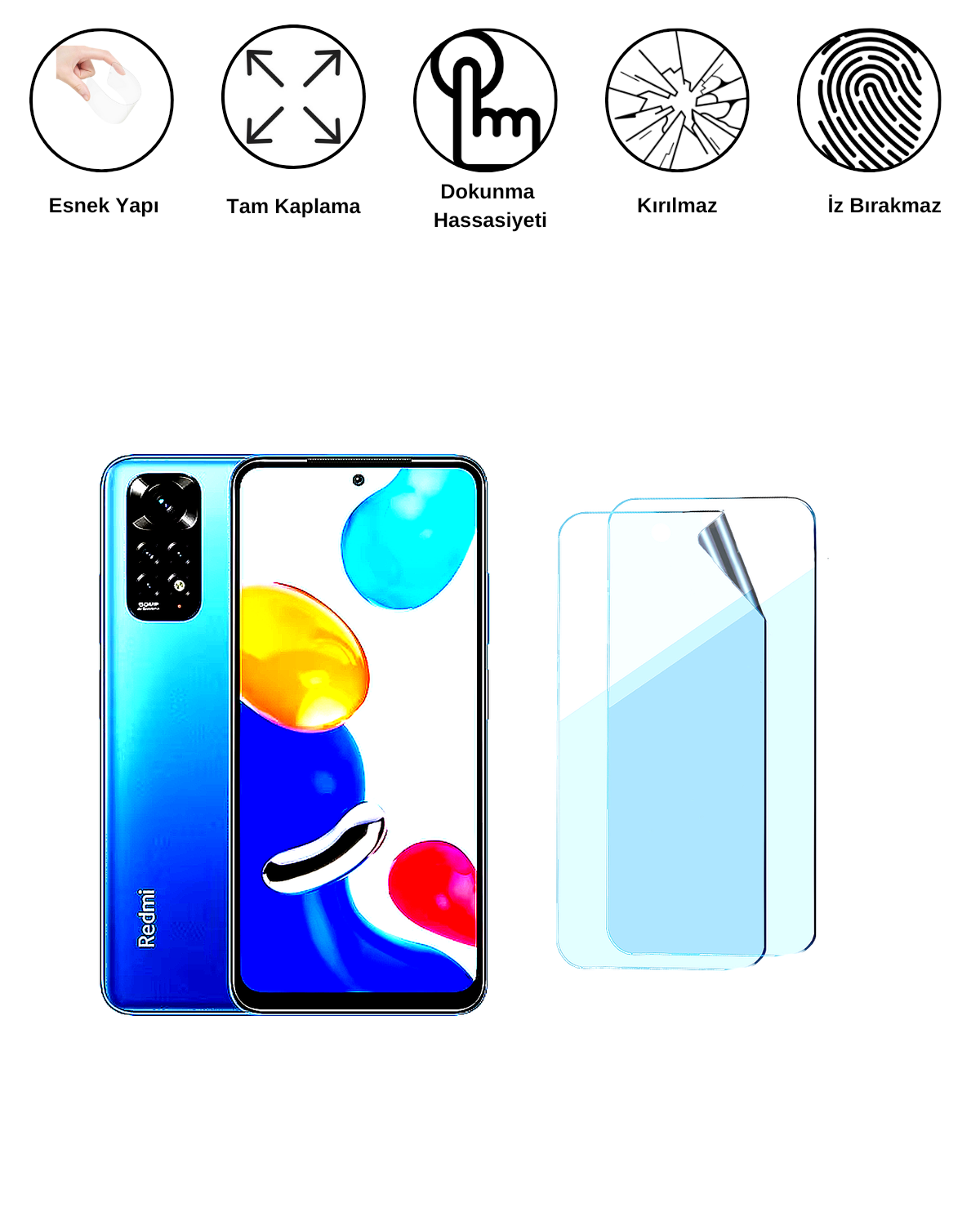 Xiaomi Redmi Note 11 Uyumlu Uv Nano Esnek Kırılmaz Cam Ekran Koruyucu Film 8684609264166