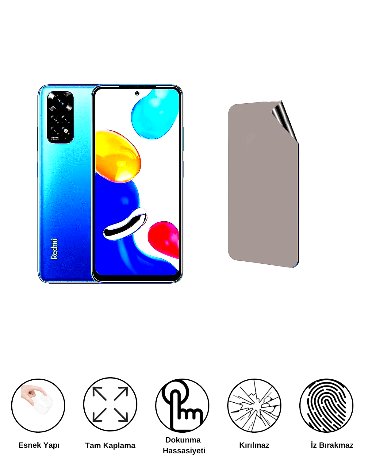 Xiaomi Redmi Note 11S 4G Uyumlu Hayalet Ekran Kırılmaz Cam Ekran Koruyucu Film 8684609383812