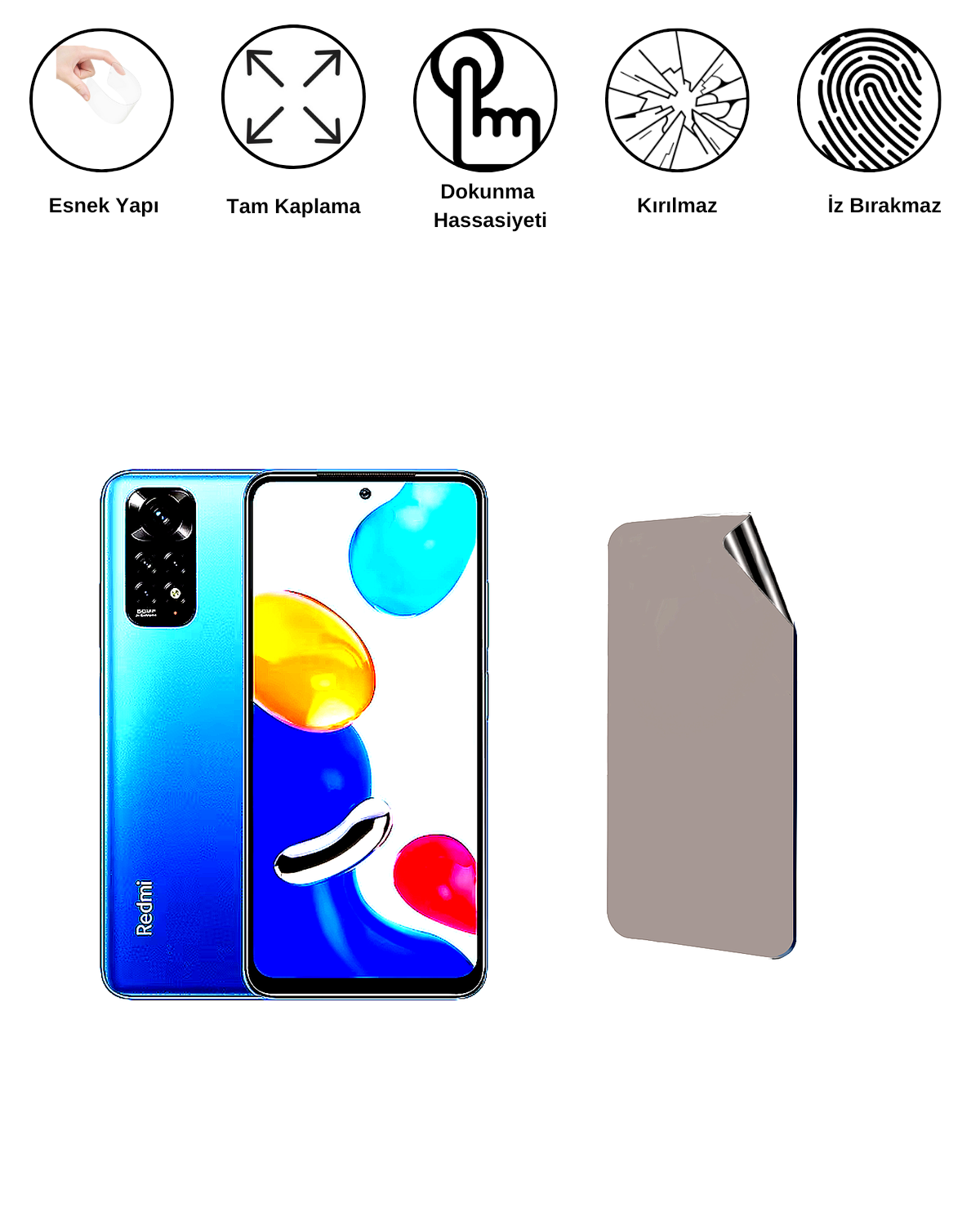 Xiaomi Redmi Note 11S 4G Uyumlu Matte Esnek Ekran Kırılmaz Cam Ekran Koruyucu Film 8684609323917