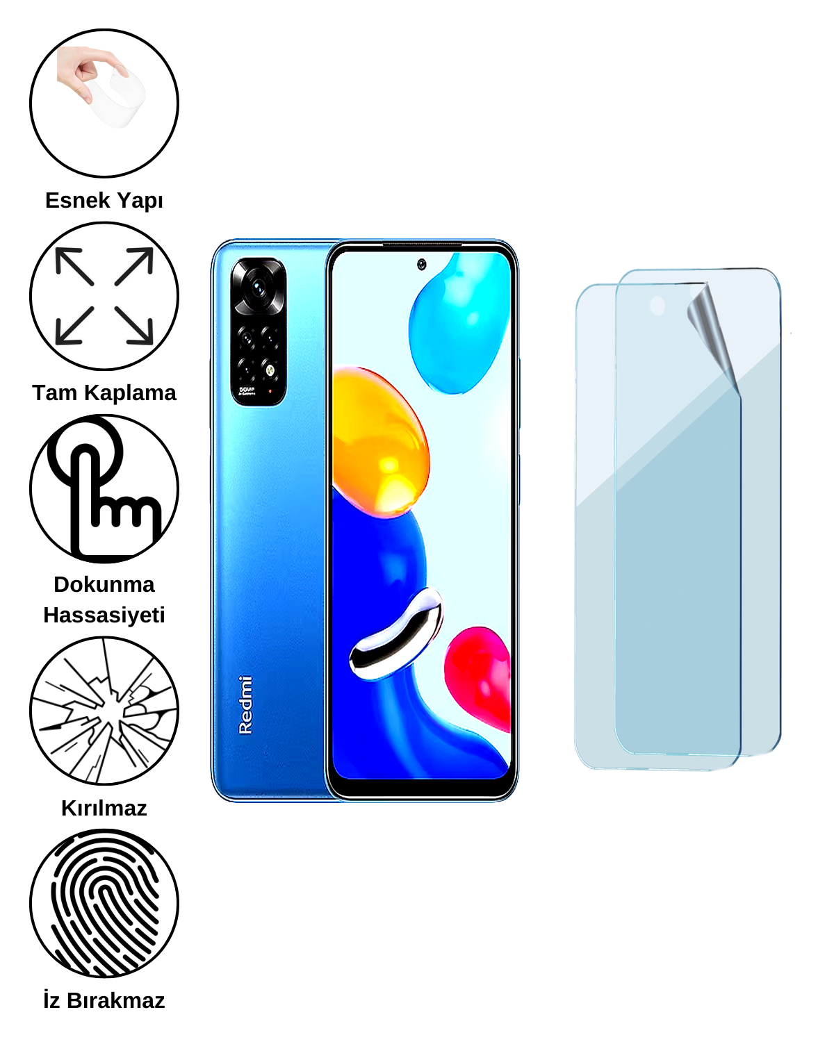 Xiaomi Redmi Note 11S 4G Uyumlu Uv Nano Esnek Kırılmaz Cam Ekran Koruyucu Film 8684609264012