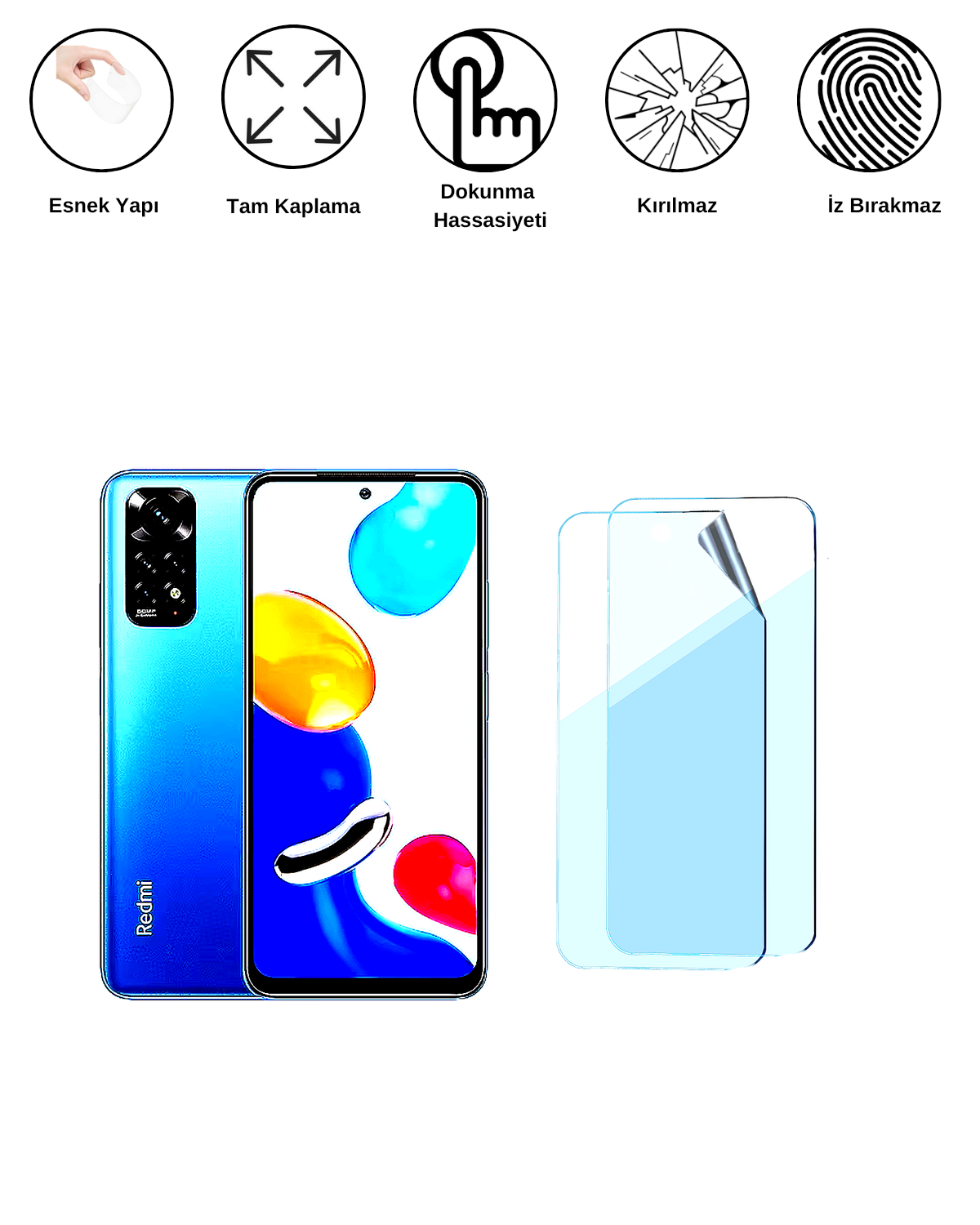 Xiaomi Redmi Note 11S 4G Uyumlu Uv Nano Esnek Kırılmaz Cam Ekran Koruyucu Film 8684609264012