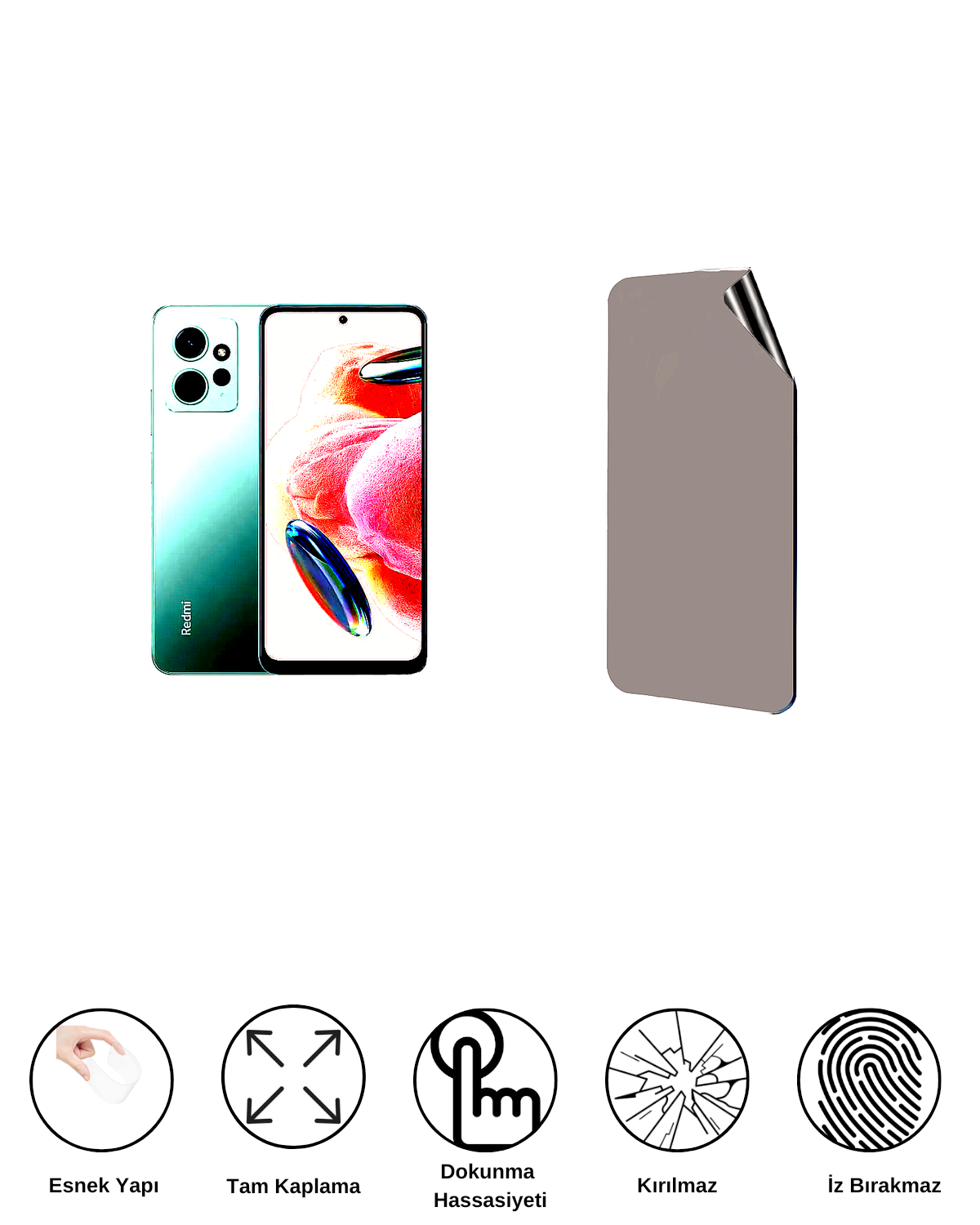 Xiaomi Redmi Note 12 4G Uyumlu Hayalet Ekran Kırılmaz Cam Ekran Koruyucu Film 8684609384277