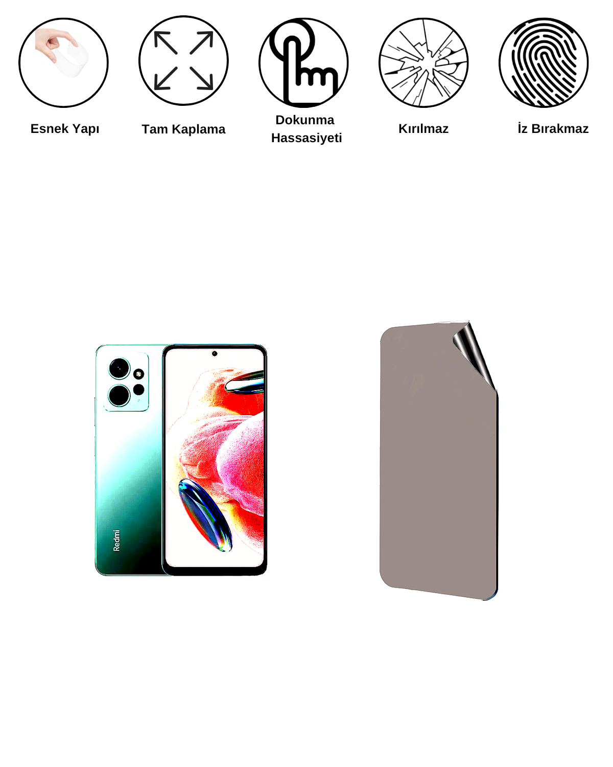 Xiaomi Redmi Note 12 4G Uyumlu Matte Esnek Ekran Kırılmaz Cam Ekran Koruyucu Film 8684609324372