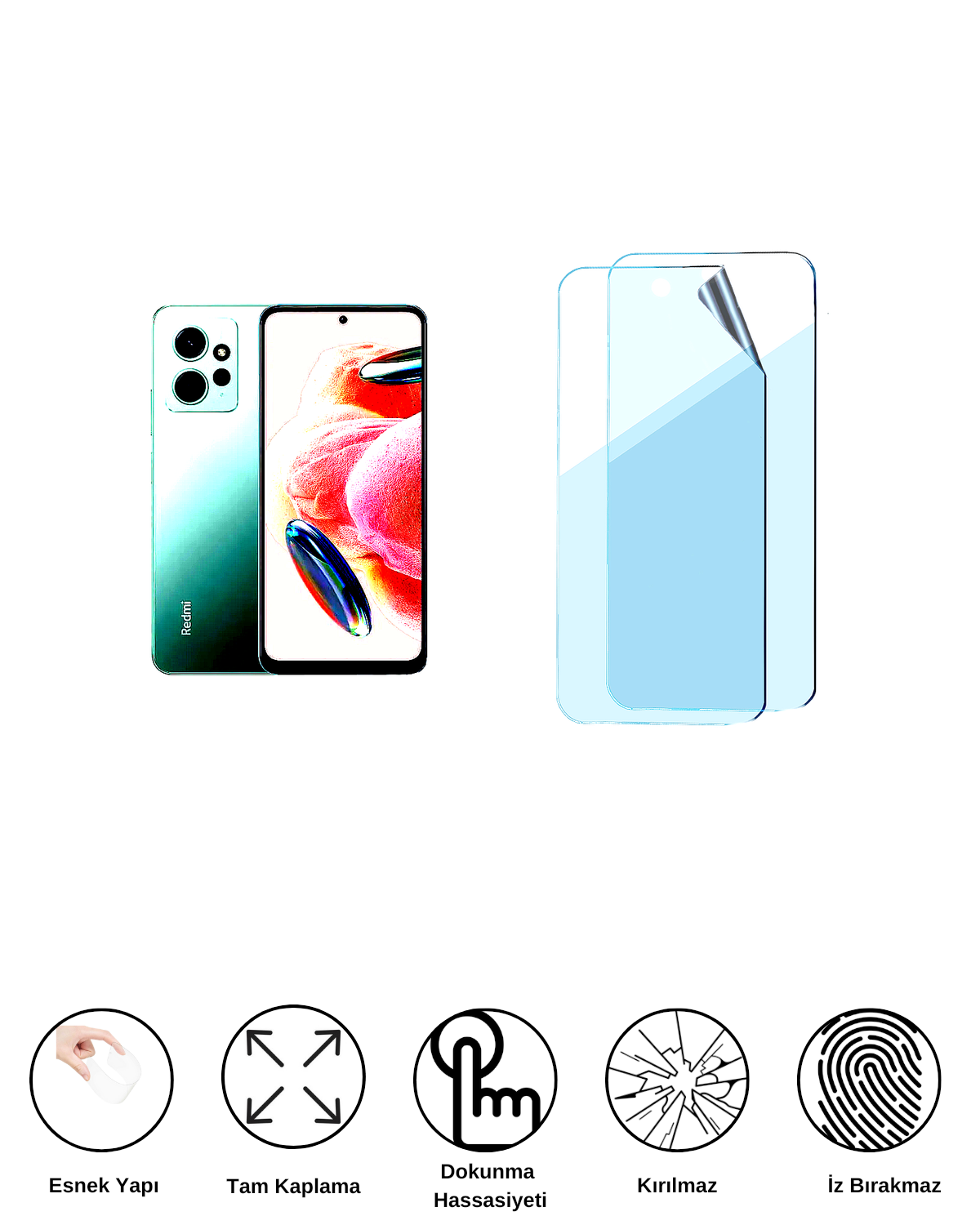 Xiaomi Redmi Note 12 4G Uyumlu Uv Nano Esnek Kırılmaz Cam Ekran Koruyucu Film 8684609264470