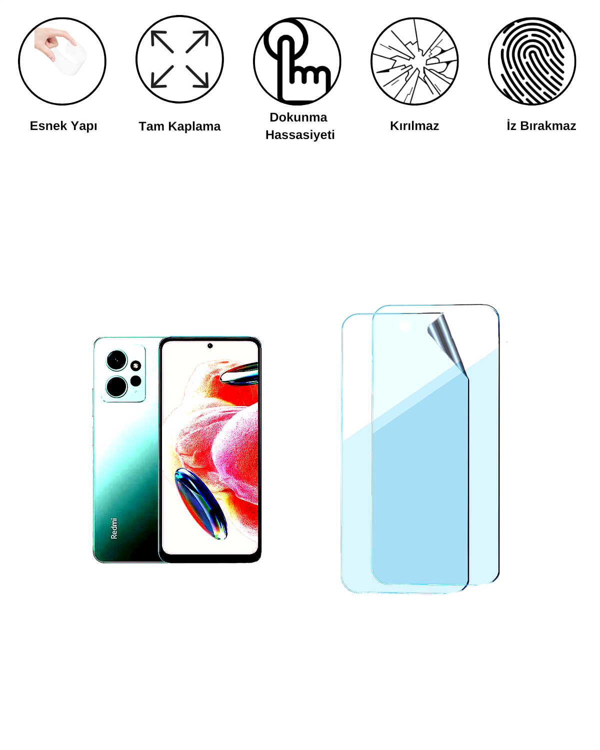 Xiaomi Redmi Note 12 4G Uyumlu Uv Nano Esnek Kırılmaz Cam Ekran Koruyucu Film 8684609264470