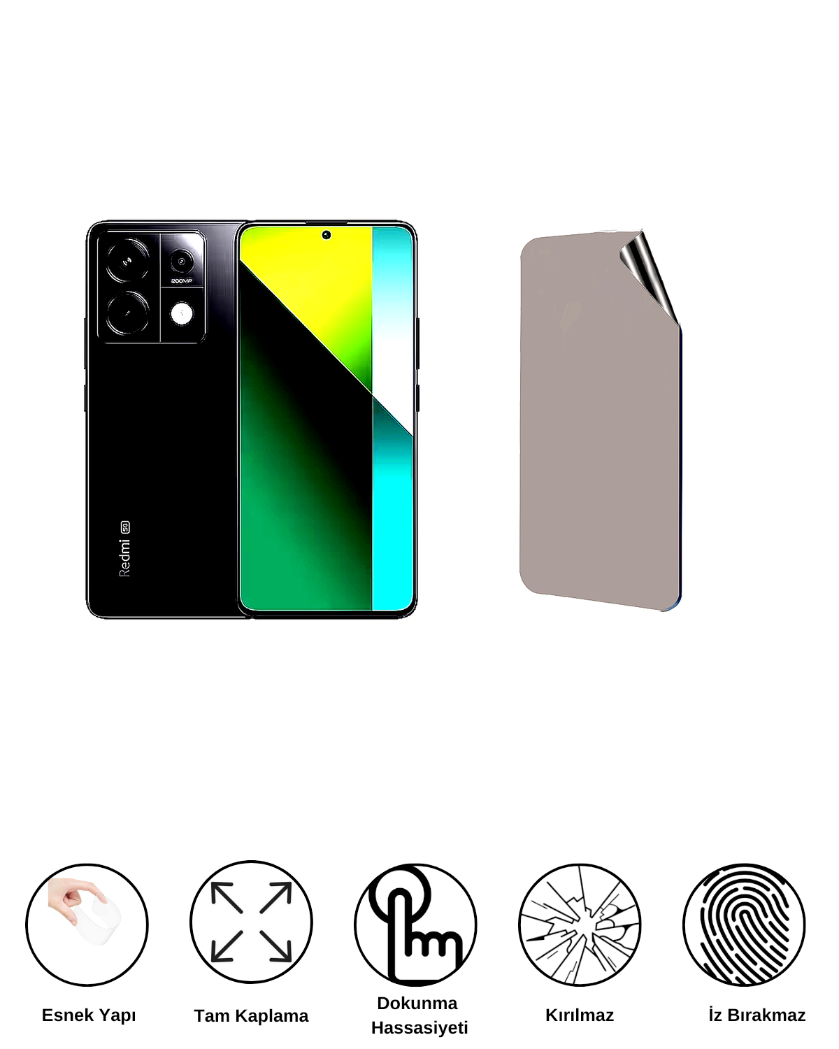 Xiaomi Redmi Note 13 5G Uyumlu Hayalet Ekran Kırılmaz Cam Ekran Koruyucu Film 8684609384505