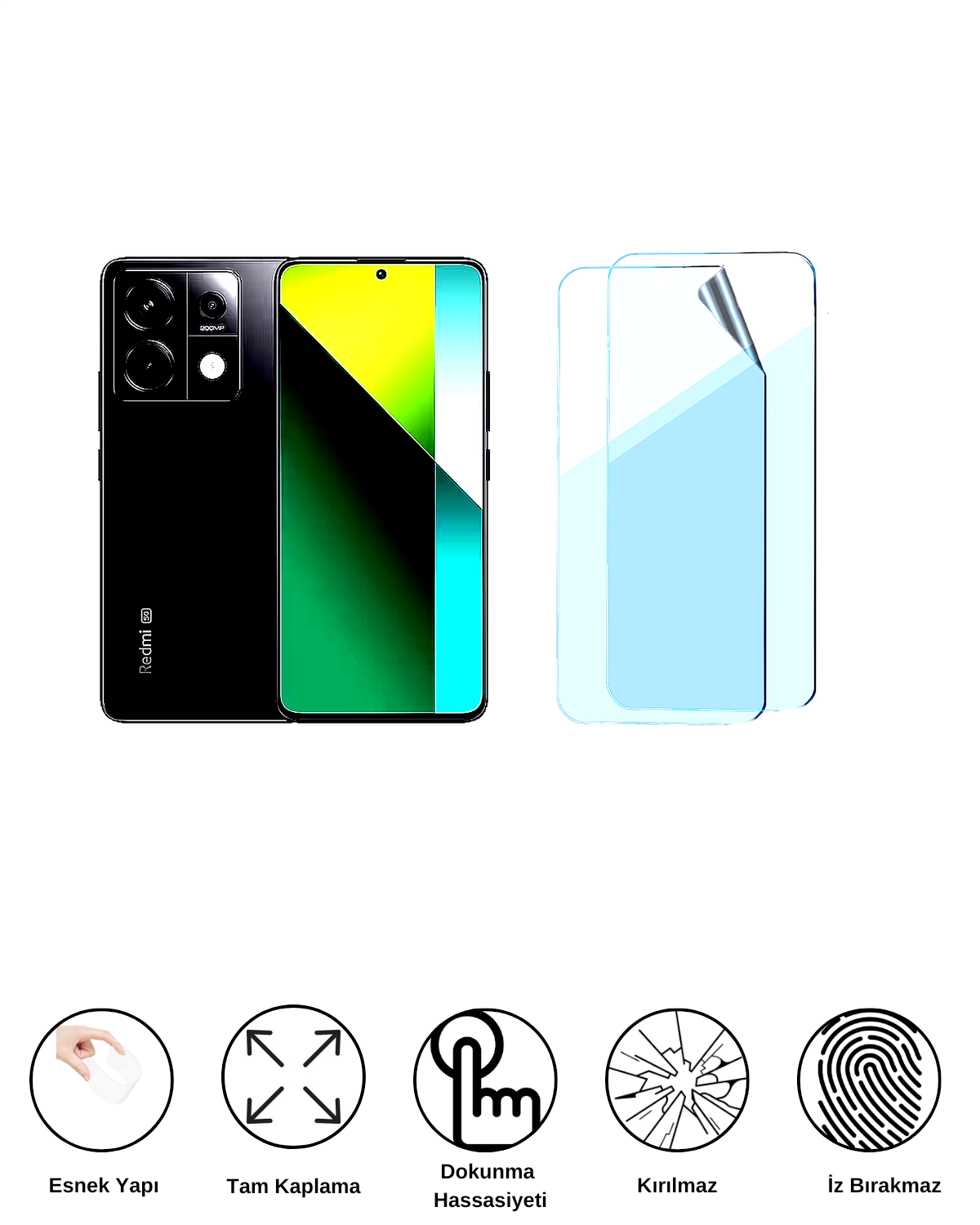 Xiaomi Redmi Note 13 5G Uyumlu Uv Nano Esnek Kırılmaz Cam Ekran Koruyucu Film 8684609264708