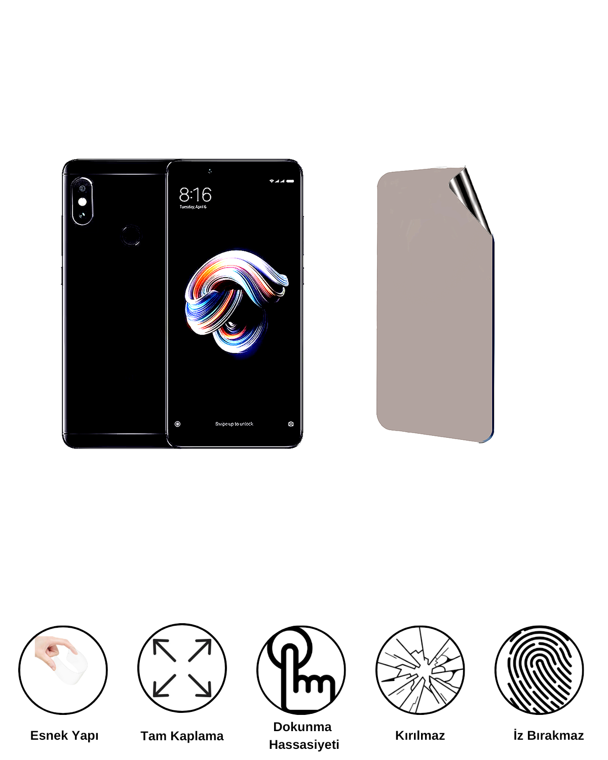 Xiaomi Redmi Note 5 Pro Uyumlu Hayalet Ekran Kırılmaz Cam Ekran Koruyucu Film 8684609383461