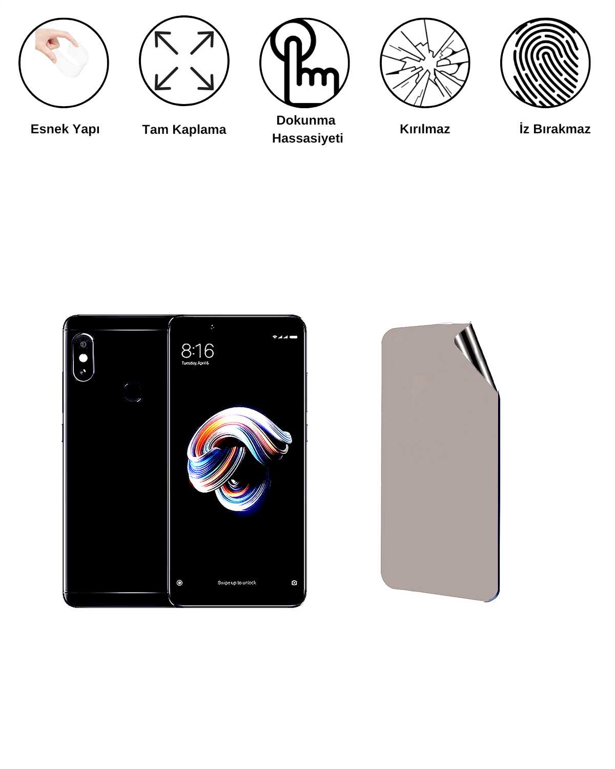 Xiaomi Redmi Note 5 Pro Uyumlu Matte Esnek Ekran Kırılmaz Cam Ekran Koruyucu Film 8684609323566