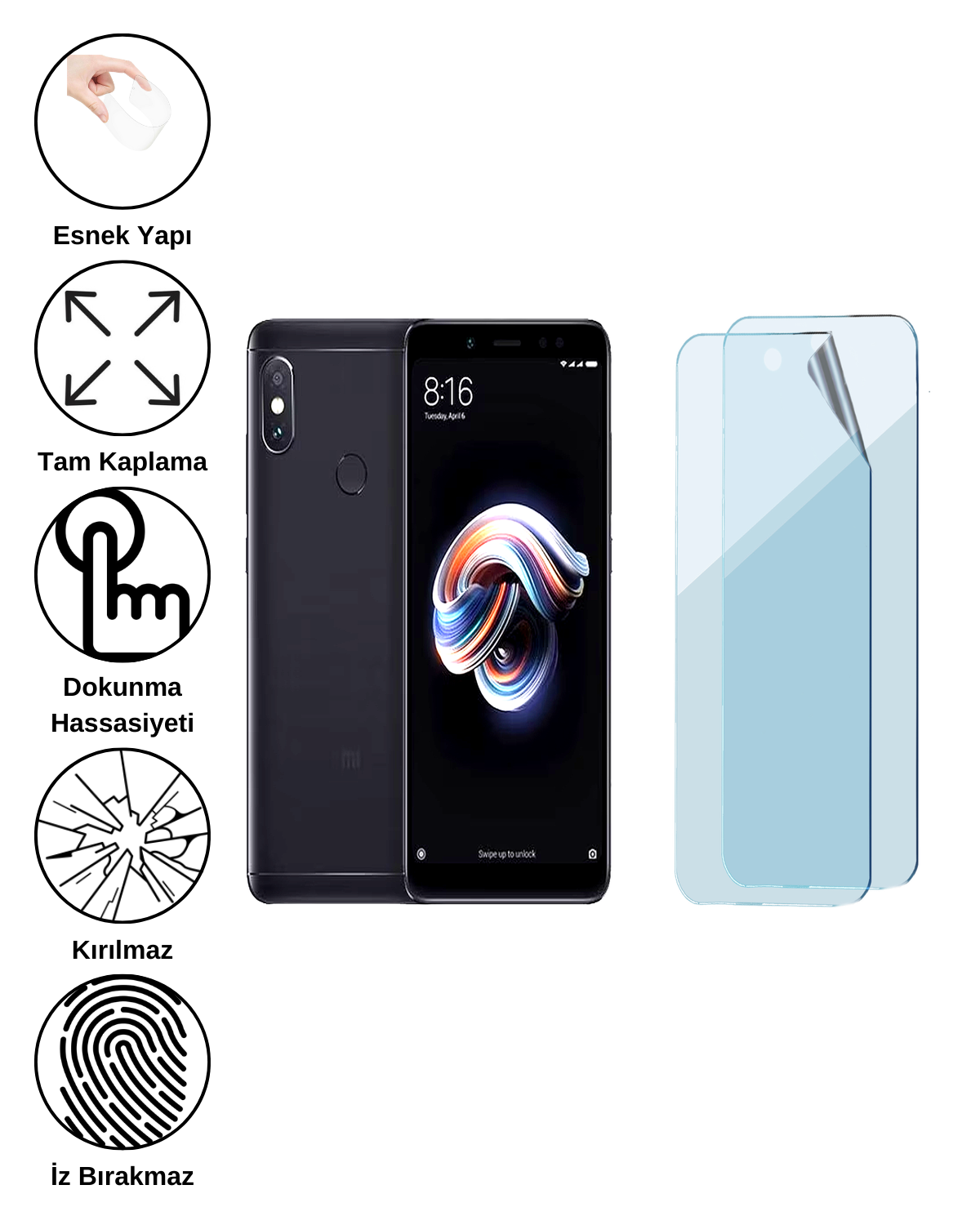 Xiaomi Redmi Note 5 Uyumlu Uv Nano Esnek Kırılmaz Cam Ekran Koruyucu Film 8684609263527