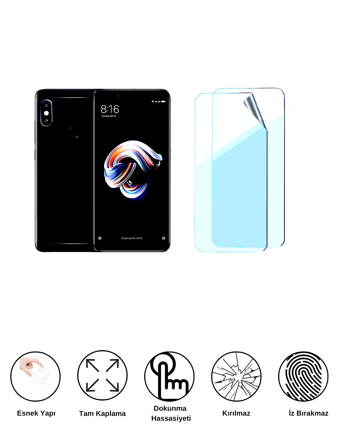 Xiaomi Redmi Note 5 Uyumlu Uv Nano Esnek Kırılmaz Cam Ekran Koruyucu Film 8684609263527