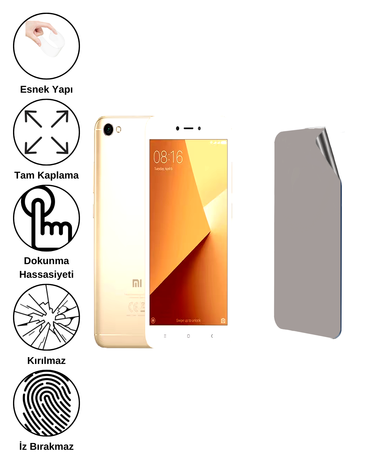 Xiaomi Redmi Note 5A Uyumlu Matte Esnek Ekran Kırılmaz Cam Ekran Koruyucu Film 8684609323276