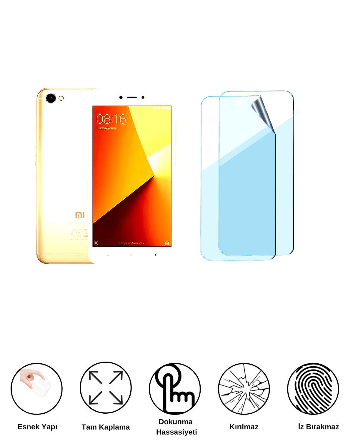 Xiaomi Redmi Note 5A Uyumlu Uv Nano Esnek Kırılmaz Cam Ekran Koruyucu Film 8684609263374