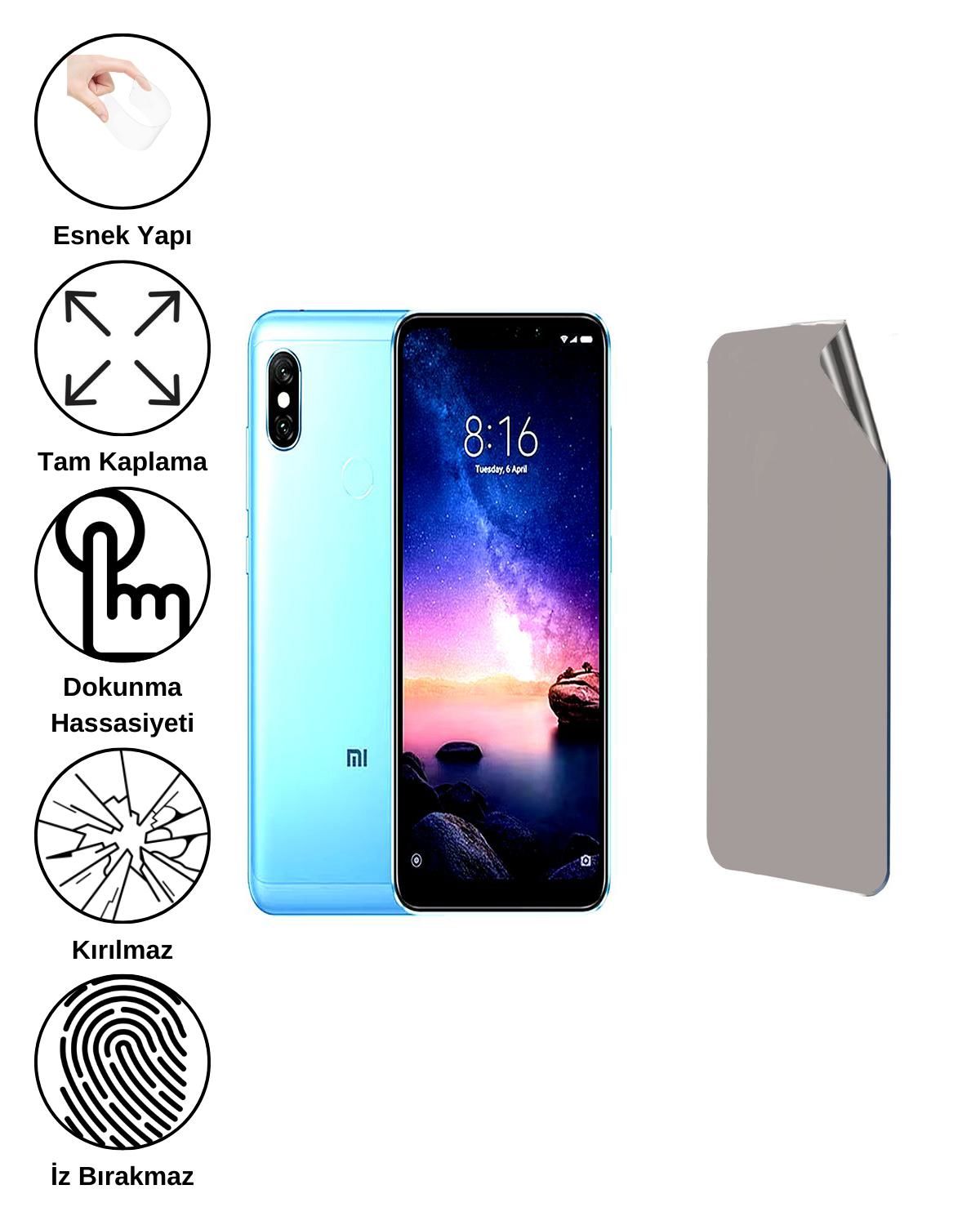 Xiaomi Redmi Note 6 Pro Uyumlu Hayalet Ekran Kırılmaz Cam Ekran Koruyucu Film 8684609383478