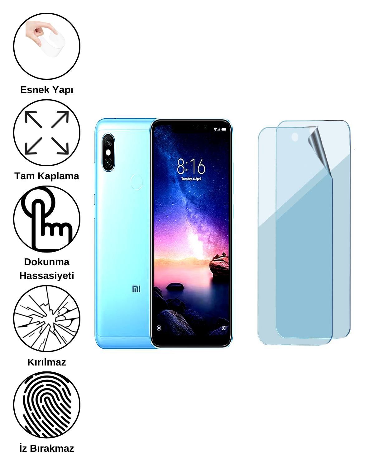 Xiaomi Redmi Note 6 Pro Uyumlu Uv Nano Esnek Kırılmaz Cam Ekran Koruyucu Film 8684609263671