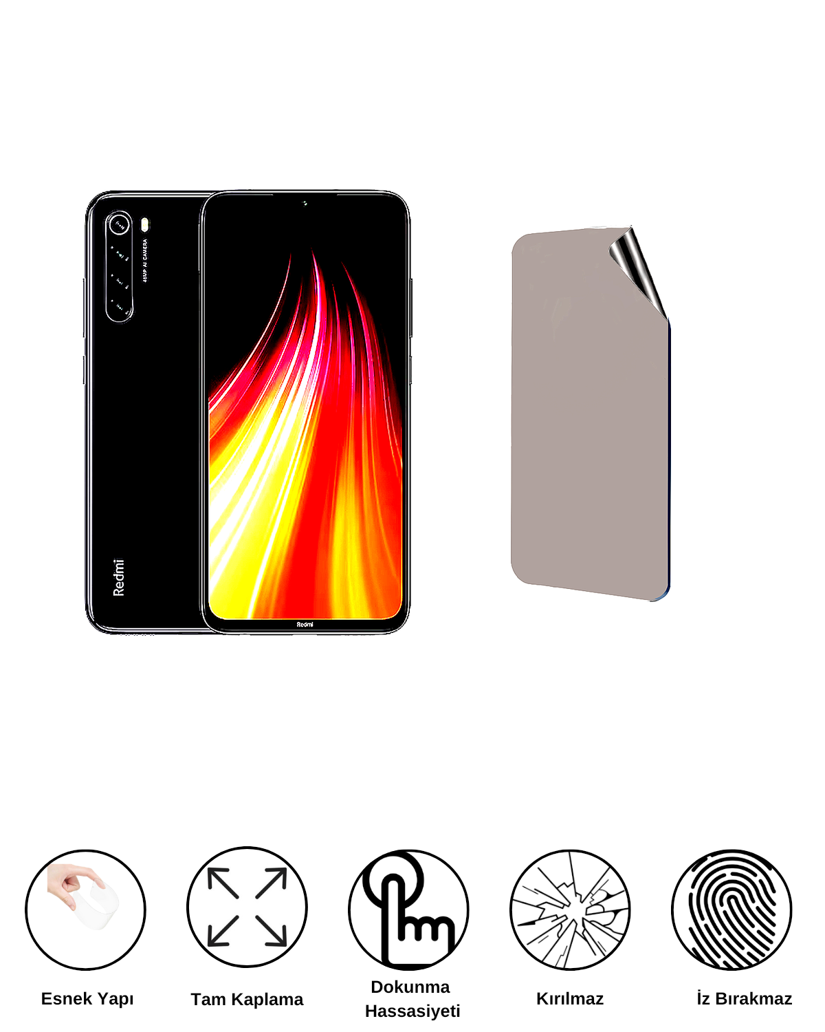 Xiaomi Redmi Note 8 2021 Uyumlu Hayalet Ekran Kırılmaz Cam Ekran Koruyucu Film 8684609383362