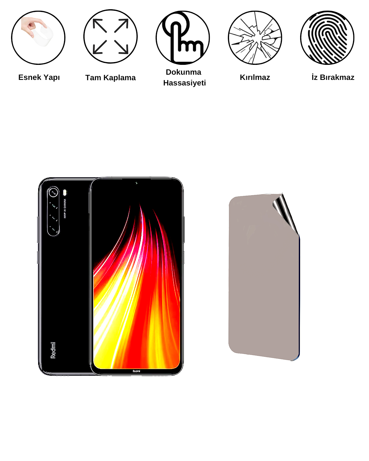 Xiaomi Redmi Note 8 2021 Uyumlu Matte Esnek Ekran Kırılmaz Cam Ekran Koruyucu Film 8684609323467