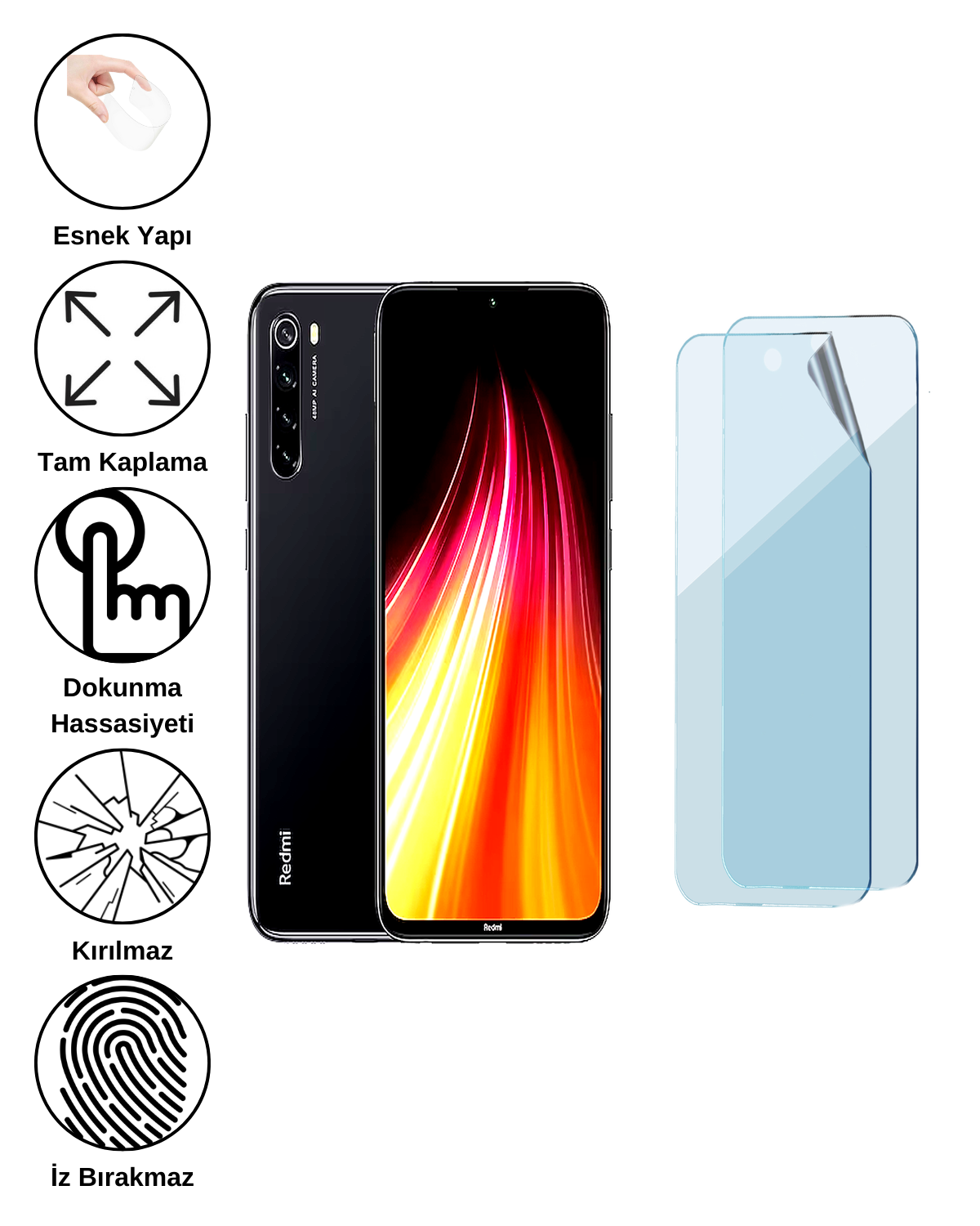 Xiaomi Redmi Note 8 2021 Uyumlu Uv Nano Esnek Kırılmaz Cam Ekran Koruyucu Film 8684609263565