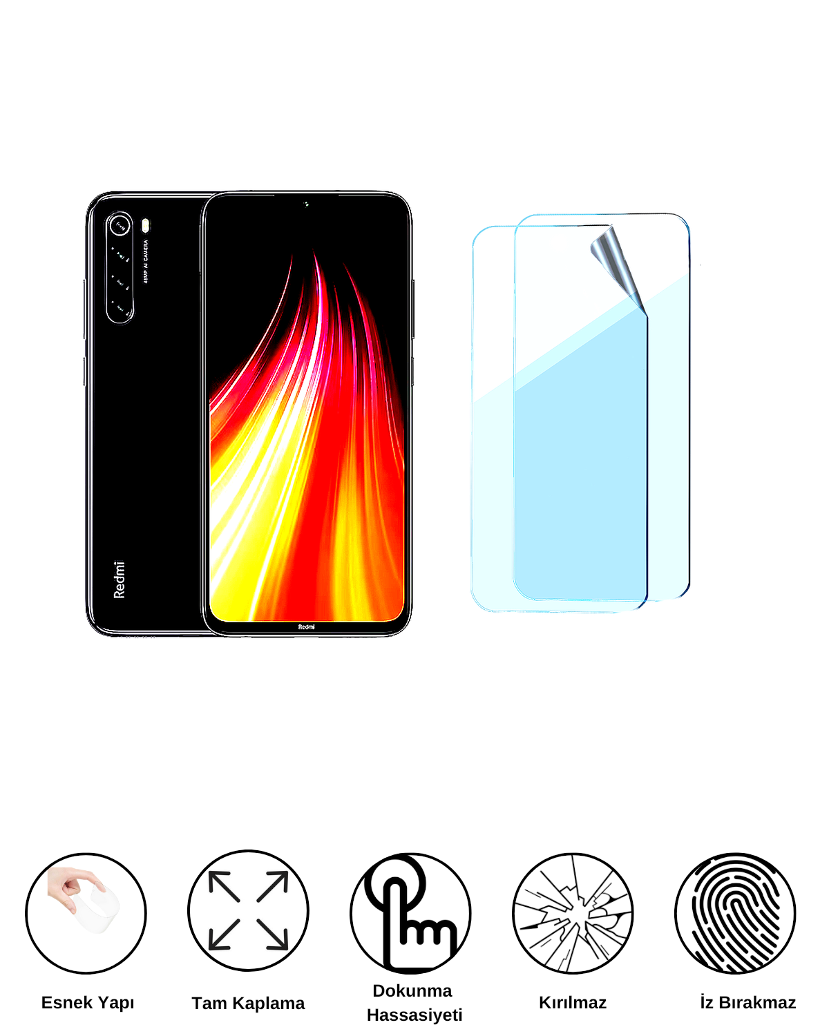 Xiaomi Redmi Note 8 2021 Uyumlu Uv Nano Esnek Kırılmaz Cam Ekran Koruyucu Film 8684609263565