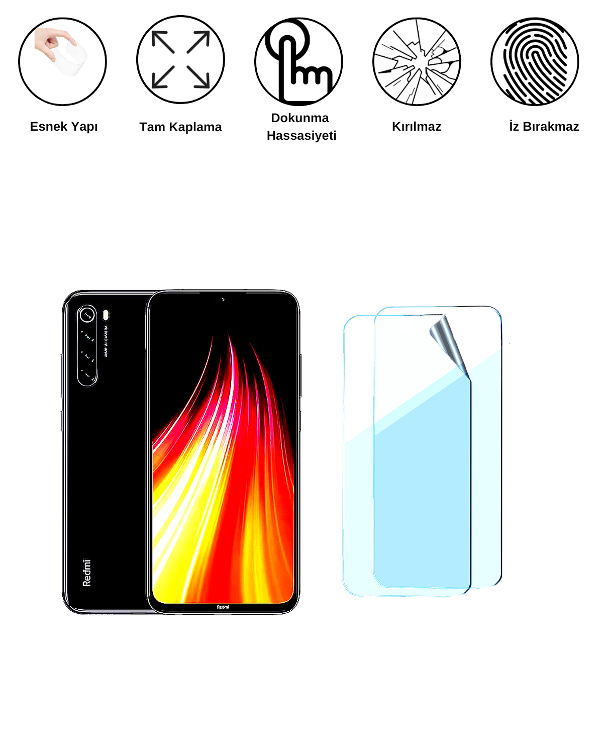 Xiaomi Redmi Note 8 2021 Uyumlu Uv Nano Esnek Kırılmaz Cam Ekran Koruyucu Film 8684609263565