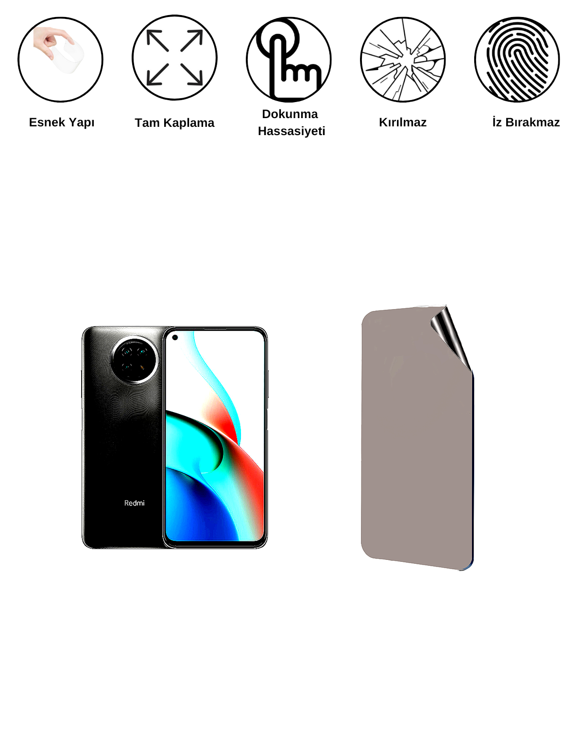 Xiaomi Redmi Note 9 5G Uyumlu Matte Esnek Ekran Kırılmaz Cam Ekran Koruyucu Film 8684609323009