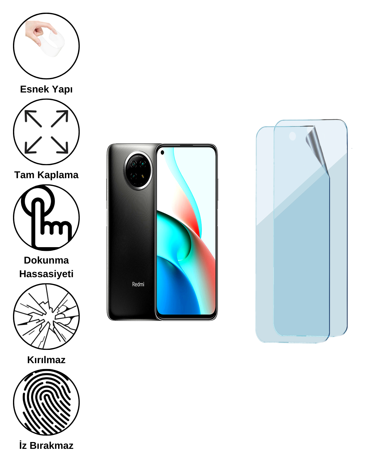 Xiaomi Redmi Note 9 5G Uyumlu Uv Nano Esnek Kırılmaz Cam Ekran Koruyucu Film 8684609263107