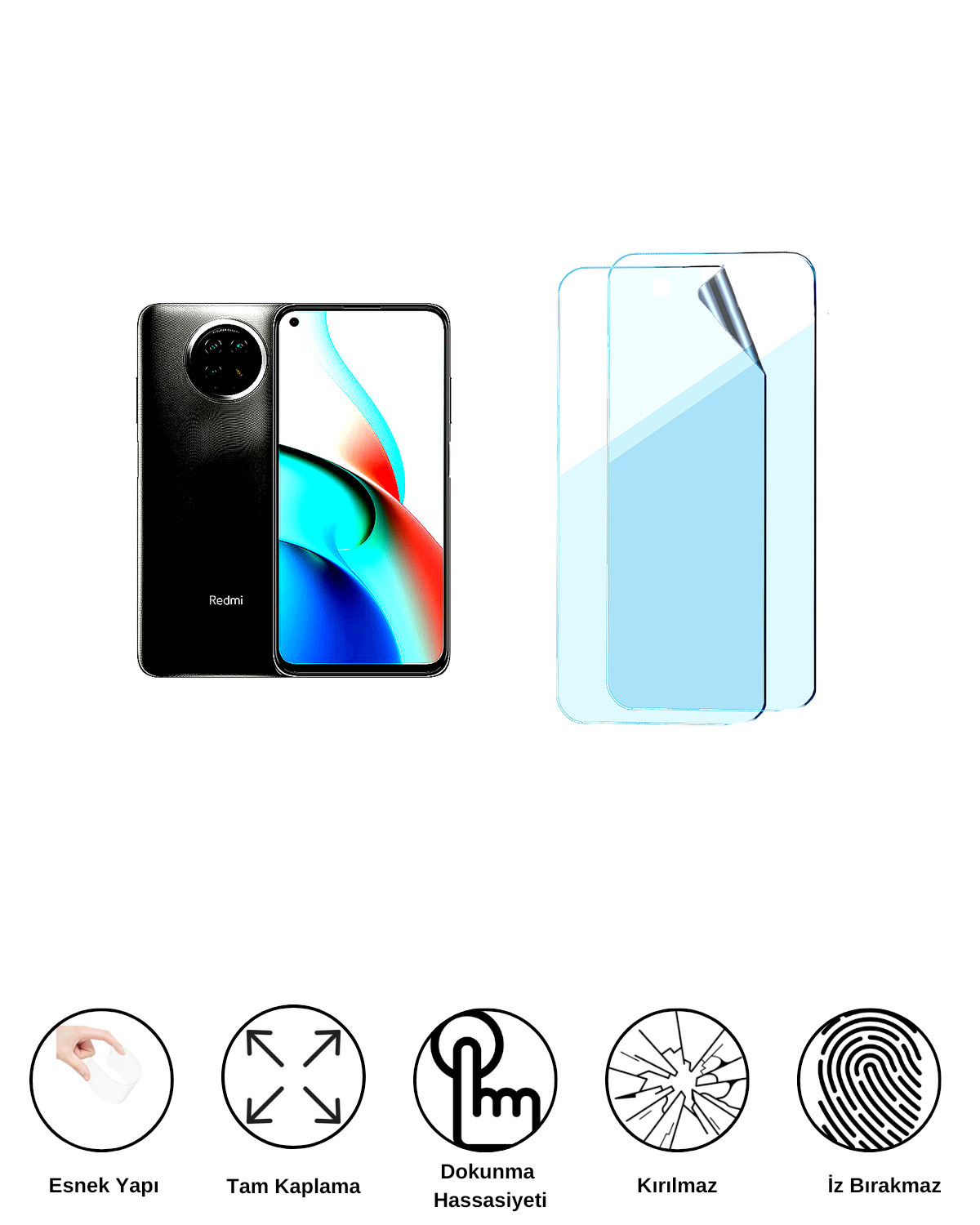 Xiaomi Redmi Note 9 5G Uyumlu Uv Nano Esnek Kırılmaz Cam Ekran Koruyucu Film 8684609263107