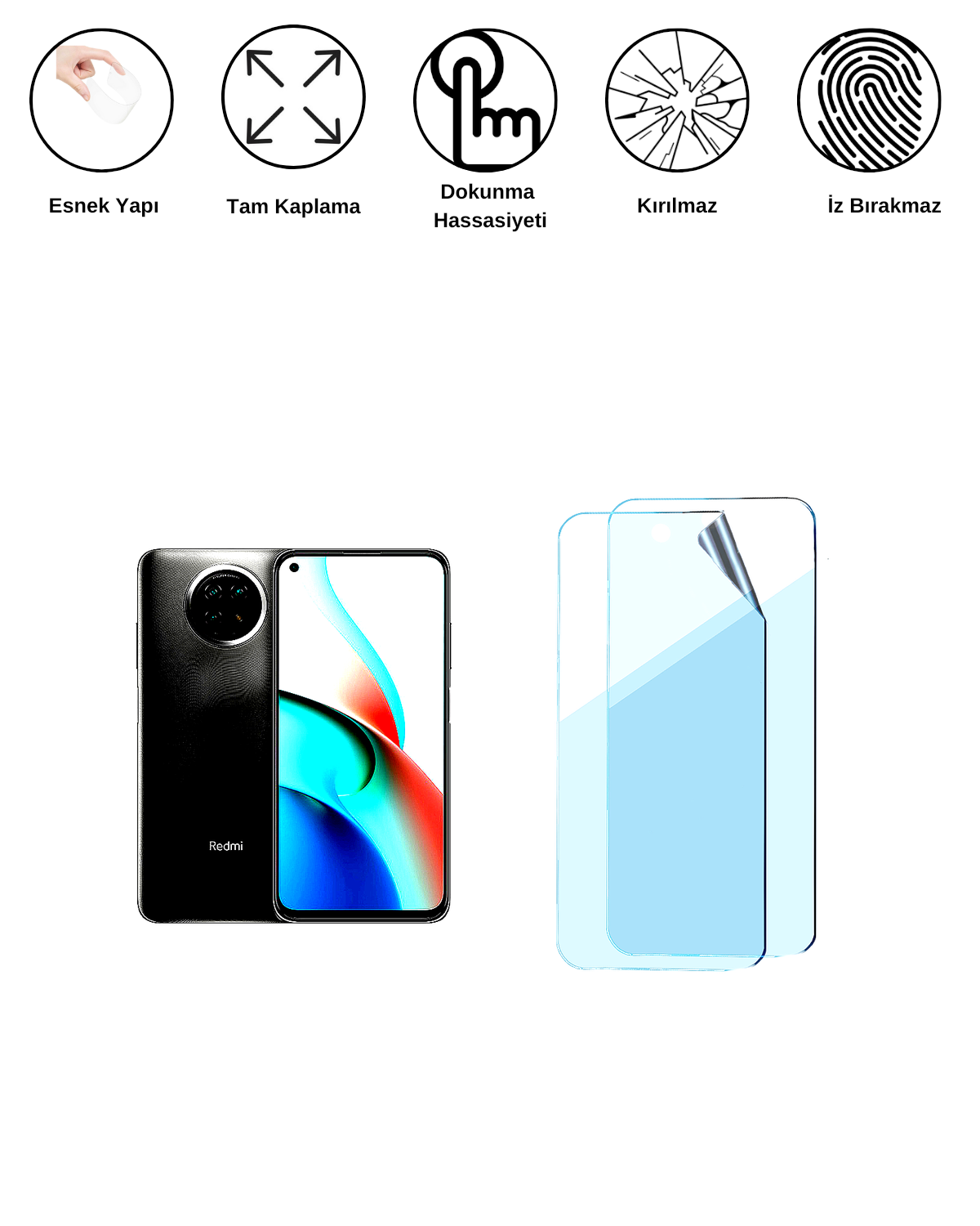 Xiaomi Redmi Note 9 5G Uyumlu Uv Nano Esnek Kırılmaz Cam Ekran Koruyucu Film 8684609263107