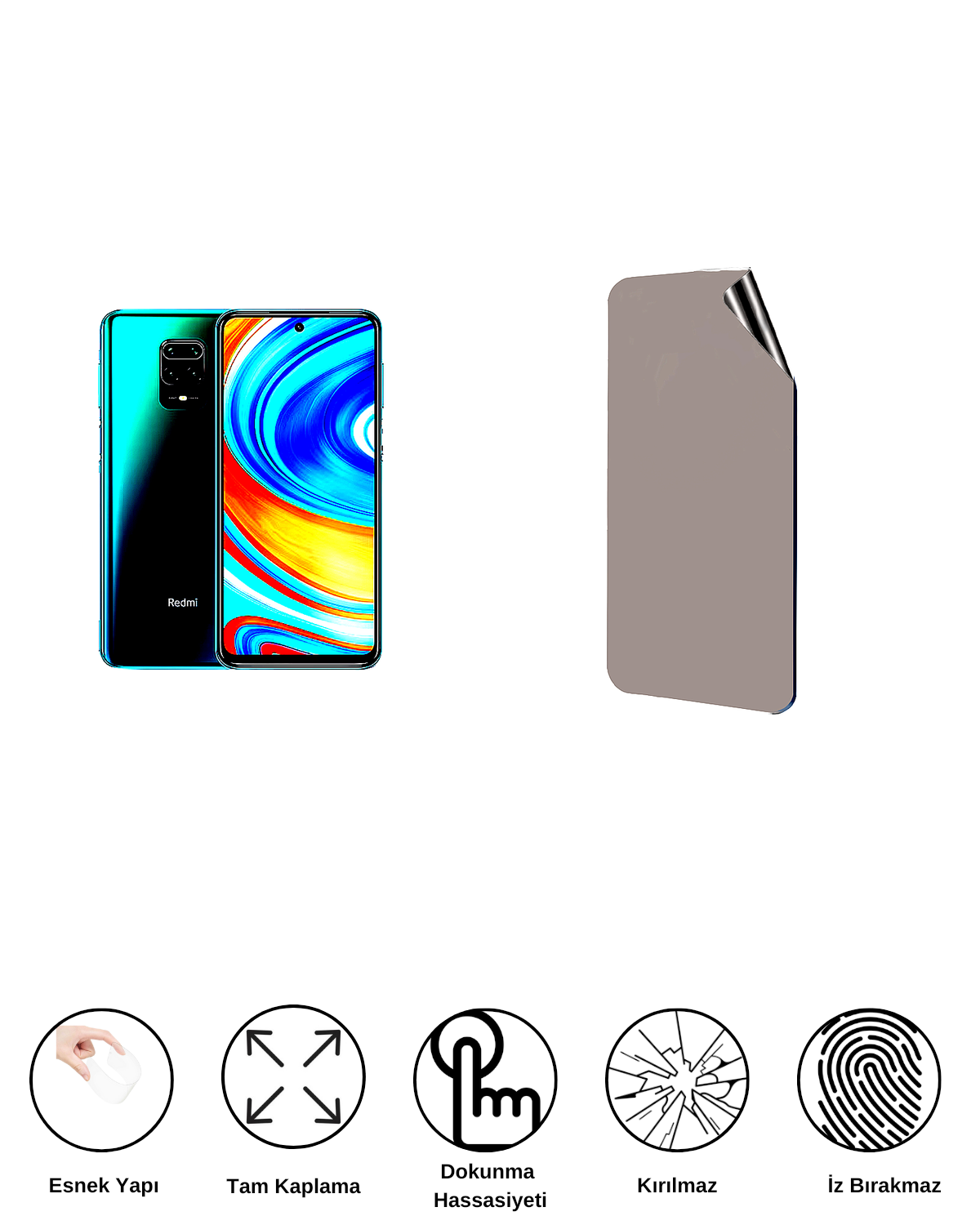 Xiaomi Redmi Note 9 Pro Max Uyumlu Matte Esnek Ekran Kırılmaz Cam Ekran Koruyucu Film 8684609323894