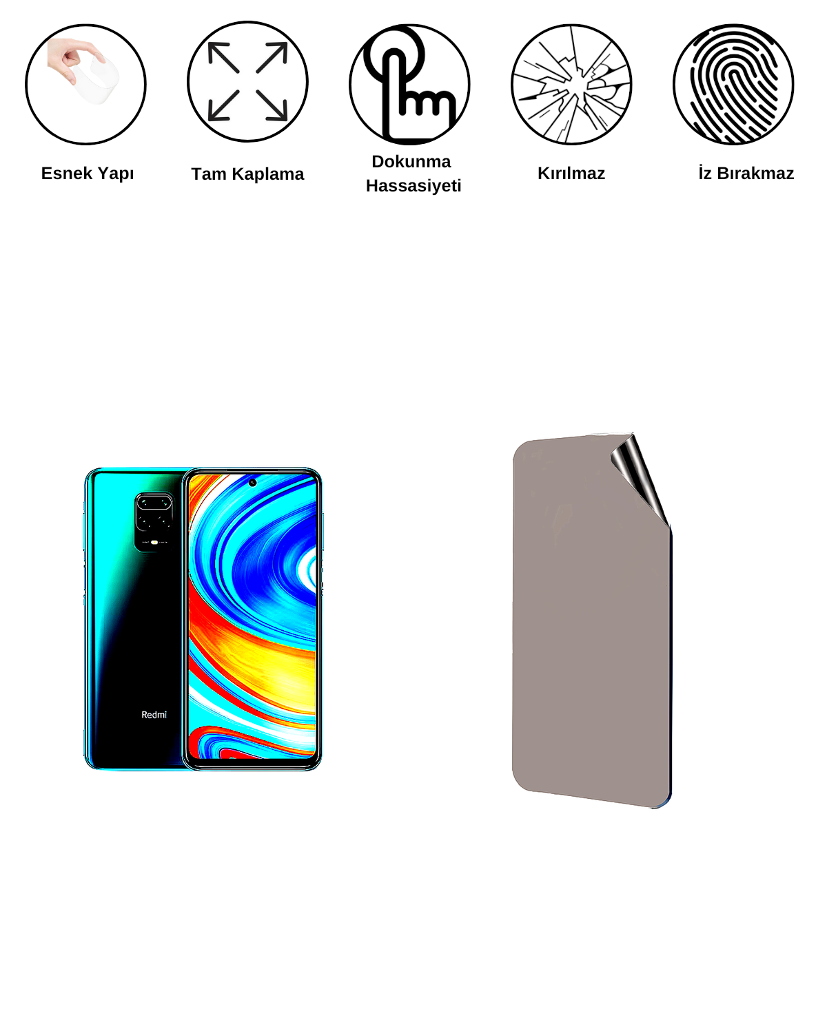 Xiaomi Redmi Note 9 Pro Max Uyumlu Matte Esnek Ekran Kırılmaz Cam Ekran Koruyucu Film 8684609323894