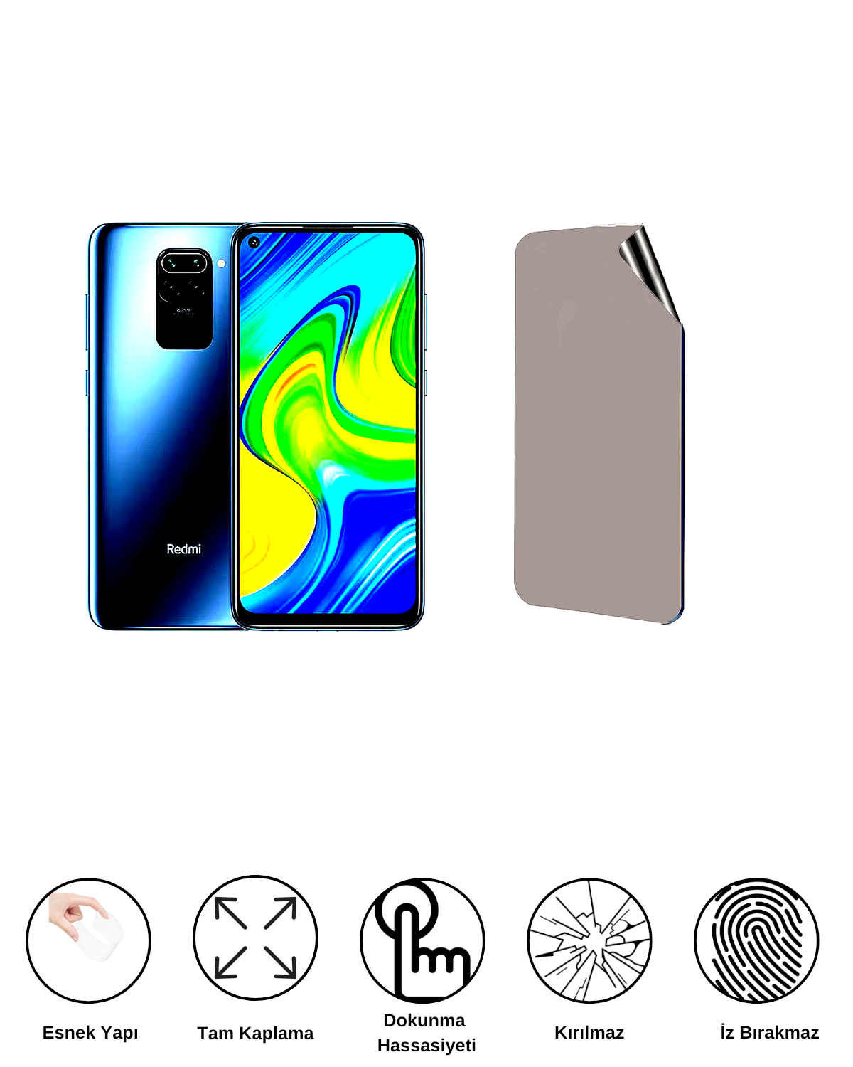 Xiaomi Redmi Note 9 Uyumlu Hayalet Ekran Kırılmaz Cam Ekran Koruyucu Film 8684609383041