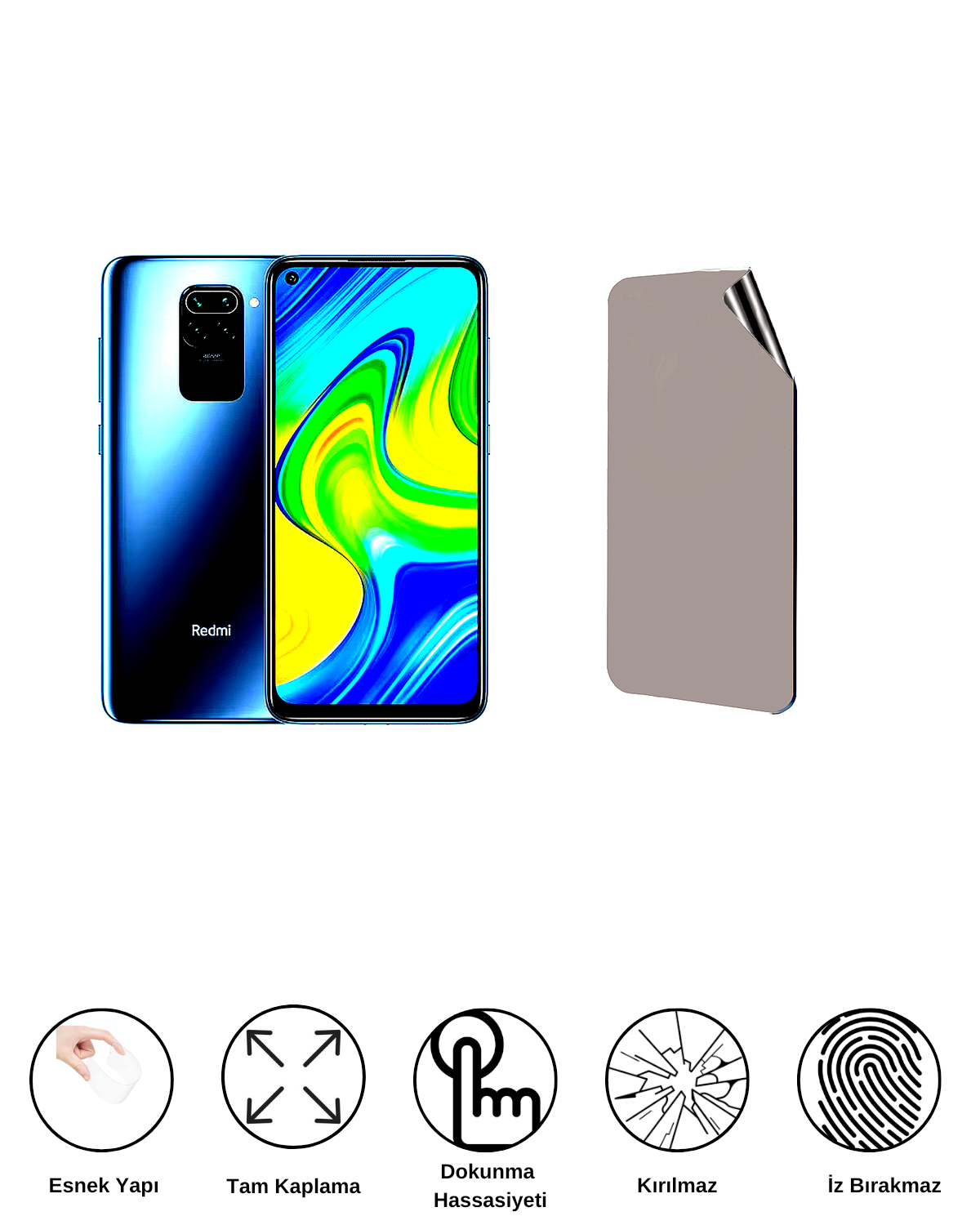 Xiaomi Redmi Note 9 Uyumlu Hayalet Ekran Kırılmaz Cam Ekran Koruyucu Film 8684609383454