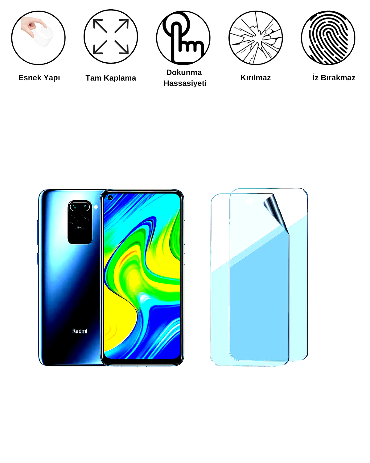 Xiaomi Redmi Note 9 Uyumlu Uv Nano Esnek Kırılmaz Cam Ekran Koruyucu Film 8684609263244